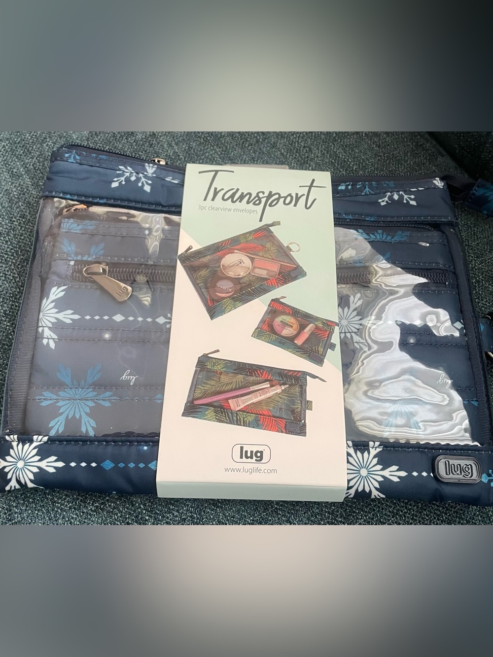 NWT- Lug Transport 3pc Storage Envelopes Snowflake Navy